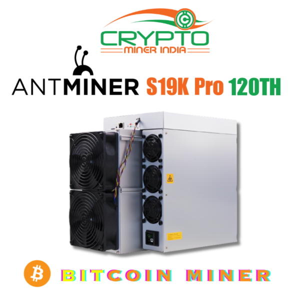 Bitmain bitcoin miner s19k pro 120Th mining speed which mines bitcoin and other sha256 algoryth based crypto currencies.