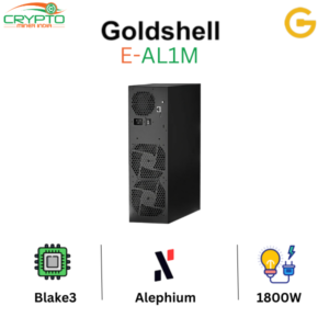 Goldshell E-AL1M miner for Blake3 algorithm, achieving 4.4Th/s hashrate with 1800W power consumption.